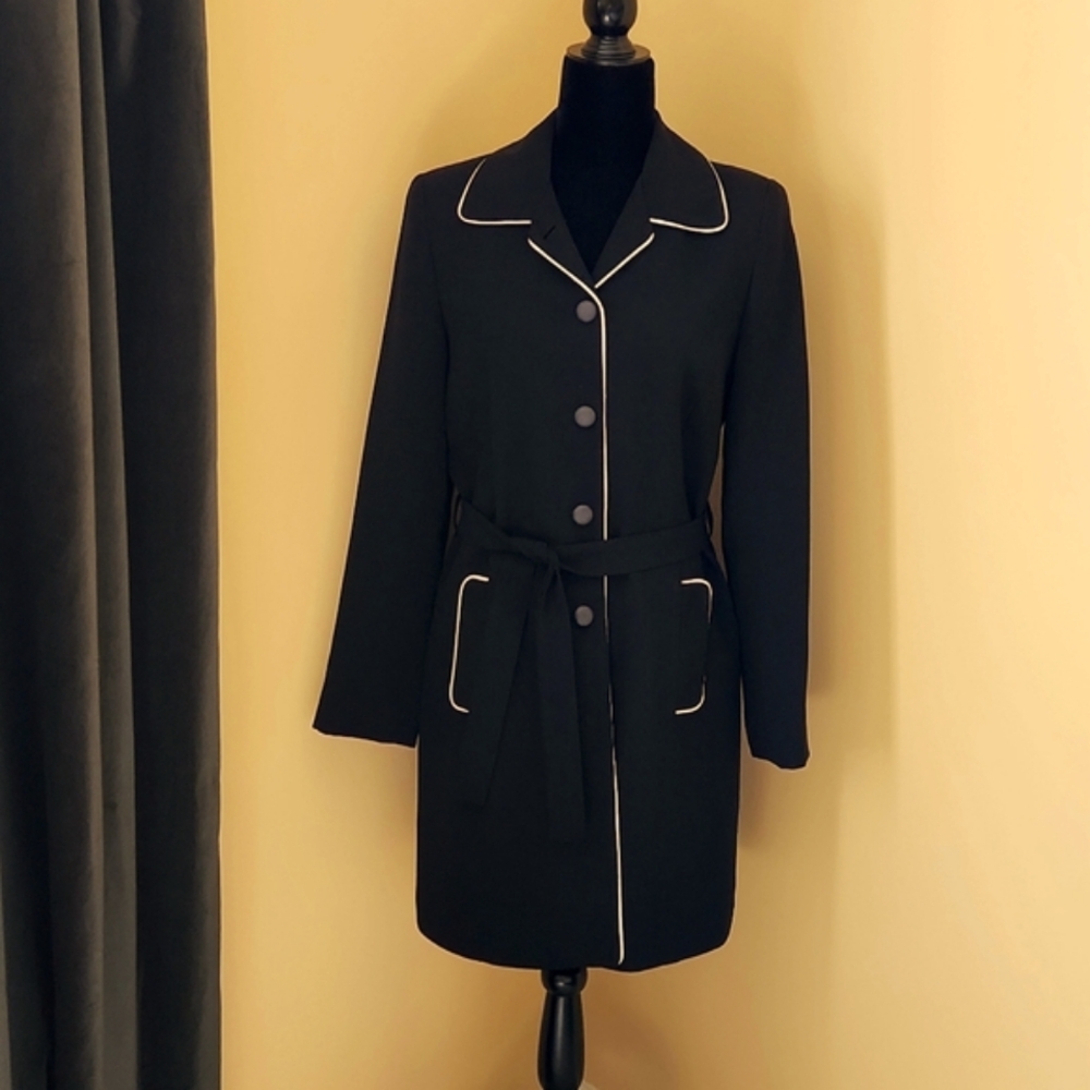 SC COLLECTION Made in Canada 3/4 Length Black Spring Trench Coat